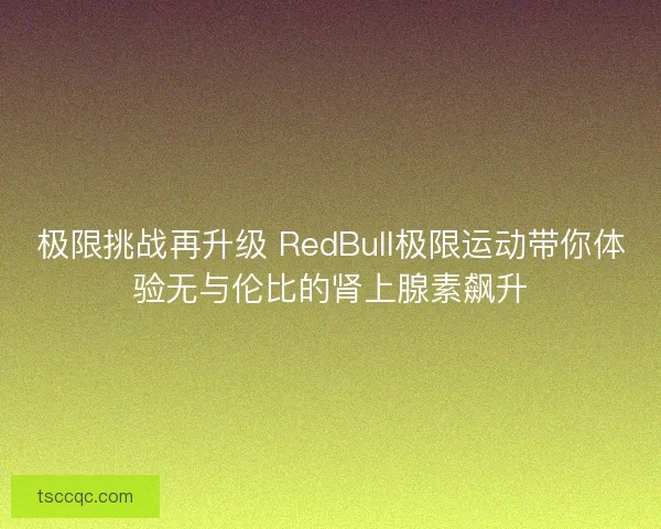极限挑战再升级 RedBull极限运动带你体验无与伦比的肾上腺素飙升 极限挑战再升级 RedBull极限运动带你体验无与伦比的肾上腺素飙升