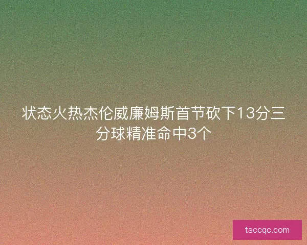 状态火热杰伦威廉姆斯首节砍下13分三分球精准命中3个 状态火热杰伦威廉姆斯首节砍下13分三分球精准命中3个