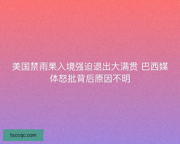 美国禁雨果入境强迫退出大满贯 巴西媒体怒批背后原因不明