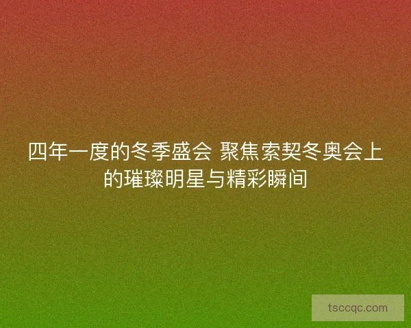 四年一度的冬季盛会 聚焦索契冬奥会上的璀璨明星与精彩瞬间 四年一度的冬季盛会 聚焦索契冬奥会上的璀璨明星与精彩瞬间