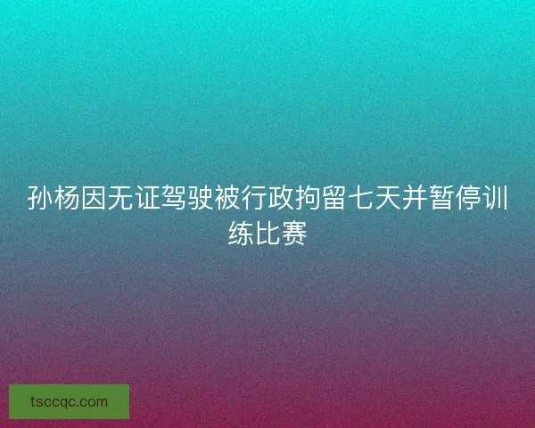 孙杨因无证驾驶被行政拘留七天并暂停训练比赛